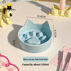 Ceramic Slow Feeder Pet Bowl with Elevated Stand